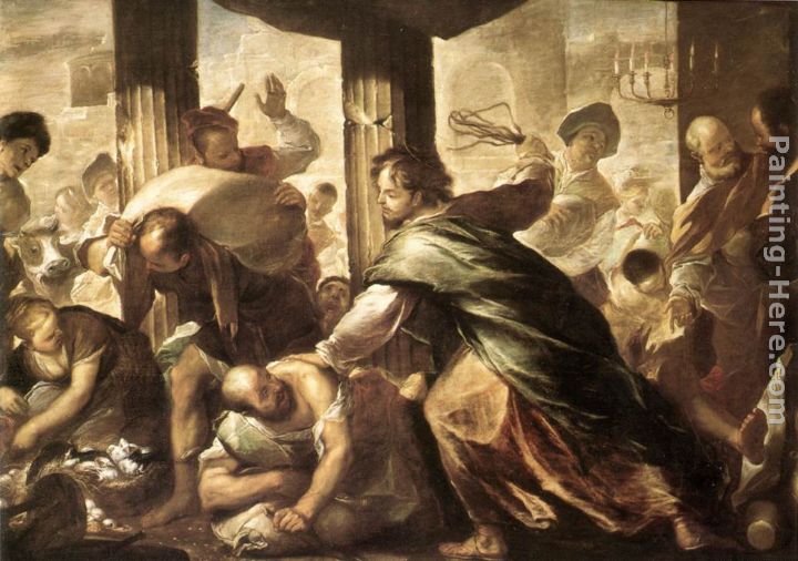 Christ Cleansing the Temple painting - Luca Giordano Christ Cleansing the Temple art painting